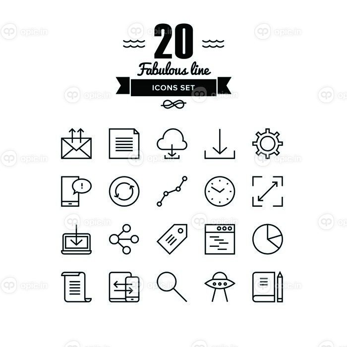 دانلود مجموعه آیکون های خطوط نازک از شبکه ابری ، شیء گردش کار اداری ، ارتباطات تجاری جهانی ،