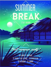 دانلود پوستر وکتور تابستانی مهمانی ساحل blue