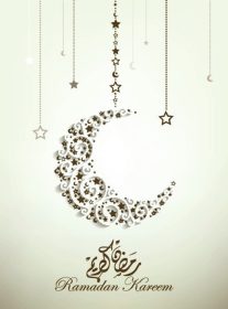 دانلود کارت پستال زیبای رمضان کریم – زمینه با ماه هلال زینتی و خوشنویسی عربی که به معنای & # 39؛ & # 39؛ رمضان کریم & # 39؛ & # 39 ؛،