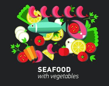 دانلود مجموعه طراحی غذاهای دریایی. ایده های غذاهای دریایی کسب و کار اینفوگرافیک ایده ایده آل. تصویر برداری hipster c_002