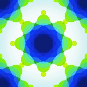 دانلود محافل شفاف زرد ، آبی و سبز روی الگوی بدون درز پس زمینه آبی روشن. تصویر برداری RGB EPS 10