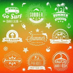 دانلود مجموعه ای از برچسب ها یا نشان های پرنعمت تعطیلات تابستانی. وکتور طراحی Elements_003
