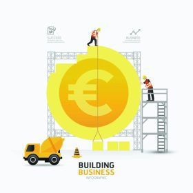 دانلود طراحی الگوی طراحی سکه یورو کسب و کار Infographic. ایجاد طرح وکتور طراحی وکتور مفهوم موفقیت