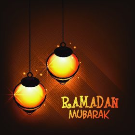 دانلود فانوس های روشن عربی در زمینه براق قهوه ای براق برای ماه مقدس جامعه مسلمانان ، جشن مبارک رمضان مبارک