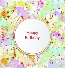 دانلود کارت Confetti برای تولدت مبارک در زمینه رنگارنگ Grunge – وکتور