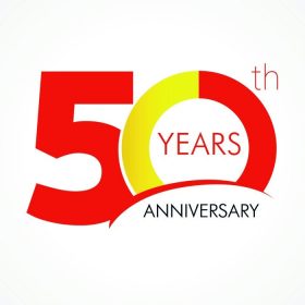 دانلود لوگوی الگو 50 سالگرد با یک دایره به شکل نمودار و شماره 5. لوگو 50 سالگرد logo