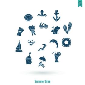 دانلود نمادهای تخت تابستانی و ساحلی ، مسافرت و تعطیلات. Vector_001