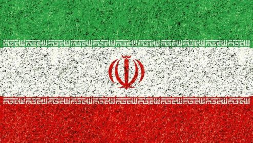 دانلود بافت پرچم ایران بر روی چمن سبز در باغ برای پس زمینه