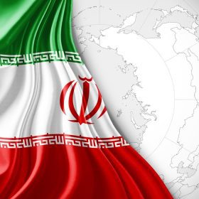 دانلود پرچم ایران ابریشم با نقشه جهانی و زمینه سفید
