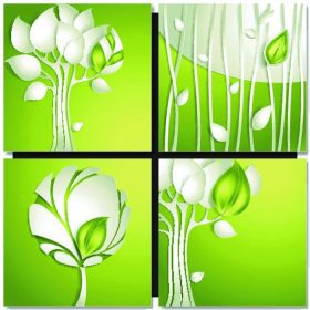 دانلود مجموعه پس زمینه های انتزاعی سبز با درخت کاغذ. مفهوم سبز سازگار با محیط زیست ، بهار ، تابستان کارت_001