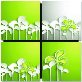 دانلود مجموعه ای از زمینه های سبز انتزاعی با برگ های کاغذ. مفهوم سبز سازگار با محیط زیست ، بهار کارت_004