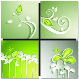 دانلود مجموعه ای از زمینه های سبز انتزاعی با برگ های کاغذ. مفهوم سبز سازگار با محیط زیست ، بهار کارت_002
