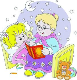 دانلود مادربزرگ با خواندن کتابی از افسانه ها با صدای بلند به نوه اش که در رختخوابش خوابیده بود می خواند
