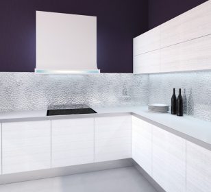 دانلود داخلی آشپزخانه مدرن سفید. ارائه 3 بعدی
