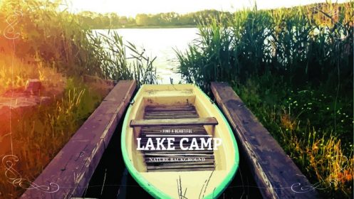 دانلود تصویر یک قایق رانی چوبی در پس زمینه دریاچه