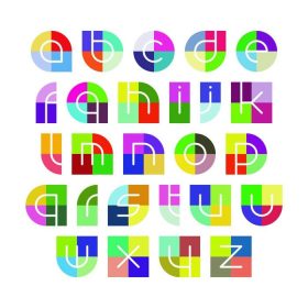 دانلود حروف الفبای خطی با تصویر برداری پس زمینه رنگارنگ