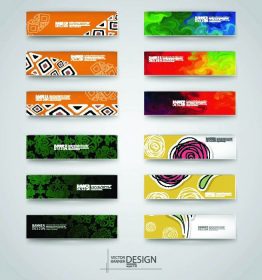 دانلود قالب های طراحی وب. مجموعه ای از آگهی ها با پیش زمینه های چند رنگ. تصویر برداری هندسی وکتور مدرن