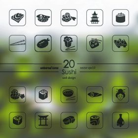 دانلود نمادهای مدرن سوشی برای رابط کاربری تلفن همراه در background_002 تار