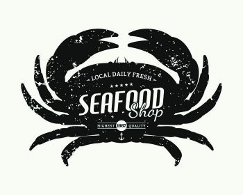 دانلود برچسب فروشگاه غذاهای دریایی شبح خرچنگ یکپارچهسازی با سیستمعامل ، عناصر طراحی غذاهای دریایی ، الگوی نشان غذاهای دریایی