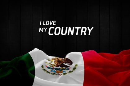 دانلود من عاشق کشورم پرچم مکزیک و زمینه چوب