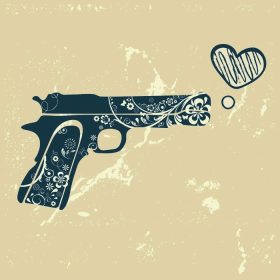 دانلود تفنگ عشق. نماد پرنعمت با تفنگ قلب تیراندازی. تصویر برداری