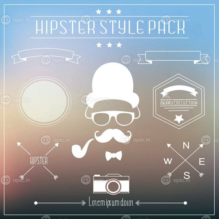 دانلود مجموعه عناصر و نمادهای Hipster با سبک پرنعمت و یکپارچهسازی با سیستمعامل