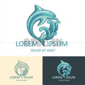 دانلود قالب دلفین و ویجت لوگو با متن نمونه. آیکون نماد جداگانه