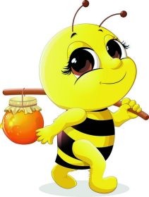دانلود زنبور عسل زیبا که یک گلدان عسل بر روی یک چوب قرار می دهد