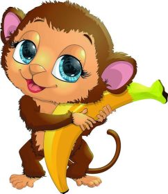 دانلود میمون زیبا، که در چنگال یک موز خوشمزه نگه می دارد