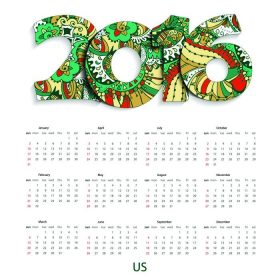 دانلود تقویم سال 2016 در زمینه سفید. هفته شروع می شود یکشنبه، ایالات متحده. الگو برداری ساده