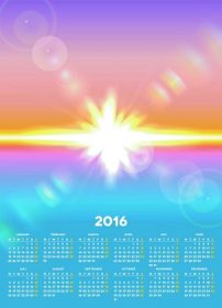 دانلود تقویم سال 2016 با منظره منظره چشم انداز آفتابی