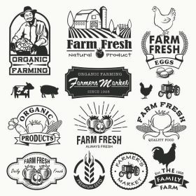 دانلود مجموعه آرمهای مزرعه. Retro Farm برچسب ها ، آرم ها ، نشان ها ، نمادها ، اشیاء و عناصر تازه