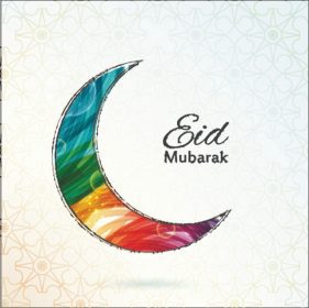 دانلود کارت عید مبارک. پیشینه تبریک ماه رمضان. یک ماه رنگارنگ. تصویر برداری