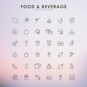 دانلود نمادهای طرح کلی مواد غذایی و آشامیدنی در زمینه شیب