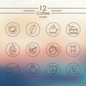 دانلود آیکون های مدرن قهوه برای رابط کاربری تلفن همراه در زمینه تاری تاری_001