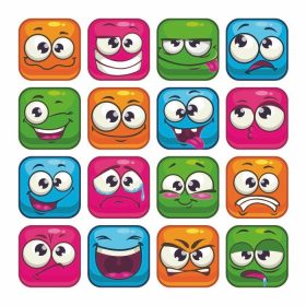 دانلود مجموعه چهره های مربع رنگارنگ خنده دار ، آواتارهای بردار کارتونی