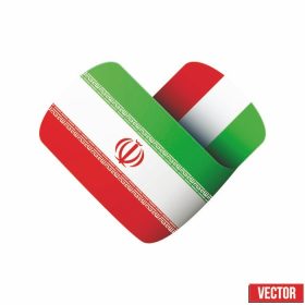 دانلود نماد پرچم به شکل قلب. من ایران را دوست دارم. تصویر برداری جدا شده بر روی زمینه سفید