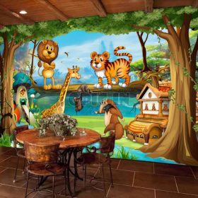دانلود کارتون زیبا جنگل بچه گانه اتاق کودک پس زمینه اتاق نقاشی دیوار