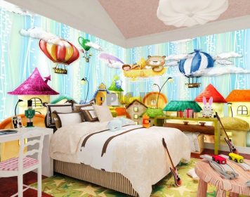 دانلود کارتون خانه بالون اتاق کودکان نقاشی دیواری پس زمینه نقاشی دیواری