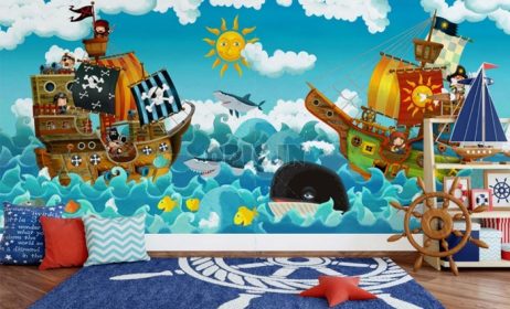 دانلود کاغذ دیواری کودک داستان دزدان دریایی کارتونی زیبا