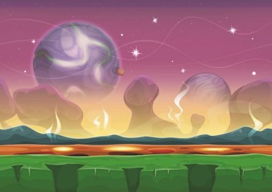 دانلود Fantasy Sci-fi Alien Landscape For Ui Game نمایش تصویر یک کارتون یکپارچه خنده دار علمی تخیلی
