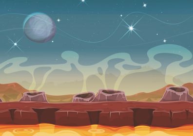 دانلود Fantasy Alien Planet Landscape Desert for Ui Game نمایش تصویر علمی کارتون یکپارچه