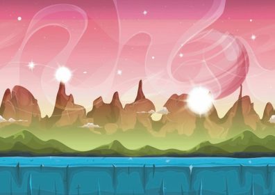 دانلود Fairy Sci-fi Alien Landscape For Ui Game نمایش تصویر یک کارتون بی سیم سیاره بیگانه علمی تخیلی l
