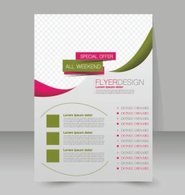دانلود قالب بروشور بروشور تجارت. پوستر A4 قابل ویرایش برای طراحی ، آموزش ، ارائه ، وب سایت ، جلد مجله. رنگ صورتی و سبز