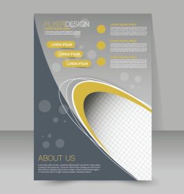 دانلود قالب بروشور بروشور تجارت. پوستر A4 قابل ویرایش برای طراحی ، آموزش ، ارائه ، وب سایت ، جلد مجله. رنگ زرد و خاکستری