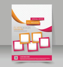 دانلود قالب بروشور بروشور تجارت. پوستر A4 قابل ویرایش برای طراحی ، آموزش ، ارائه ، وب سایت ، جلد مجله. رنگ صورتی و نارنجی