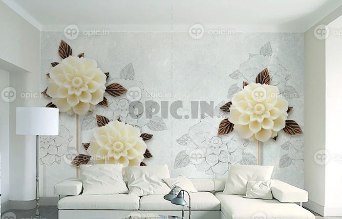 کاغذ دیواری گل برجسته