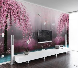 دانلود طرح کاغذ دیواری مناظر دریاچه شکوفه شکوفه زیبا و شکوفه