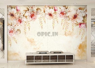 دانلود طرح کاغذ دیواری گل الگوی آبرنگ به سبک اروپایی