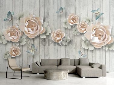 دانلود کاغذ دیواری گل استریو برگ گل پروانه چوب پس زمینه